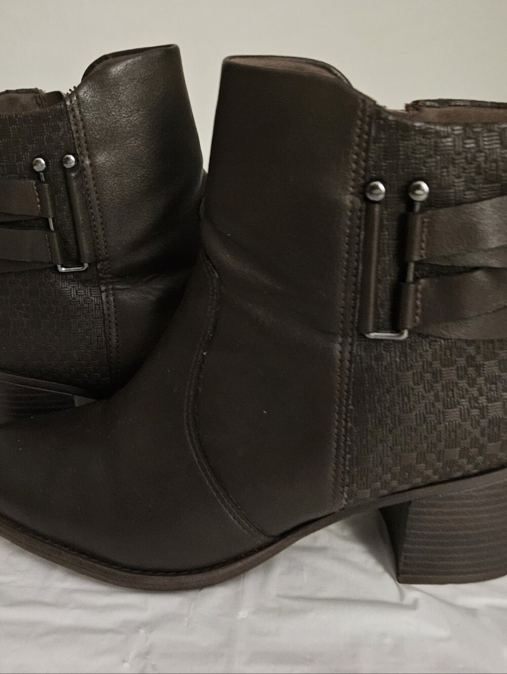 Classic Women's Dark Brown Ankle Booties with Decorative Buckle